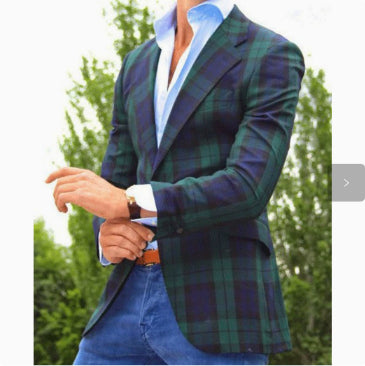 Spring Top Commute Leisure Printed Double Button Suit Jacket Men