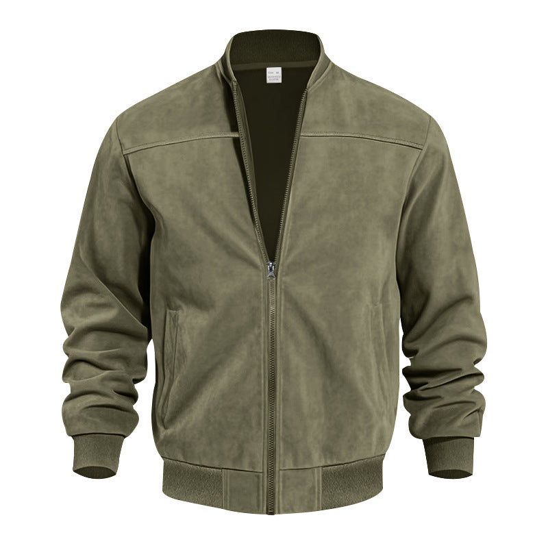 Casual Plus Size Suede Zipper Jacket