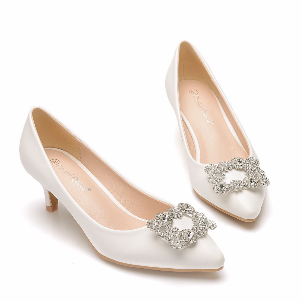 Mid-Heel Square Buckle Rhinestone
