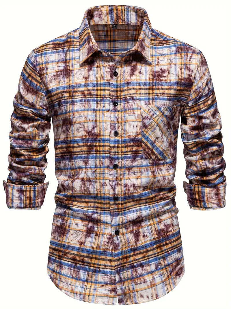 Mens Long-sleeve Striped Printed Shirt