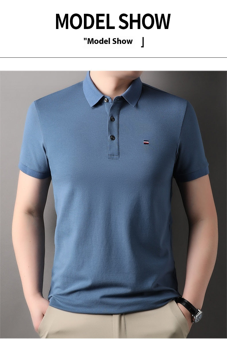 Summer Short-sleeved Embroidered Men's Polo Shirt Imitation Cotton Business Casual Lapels