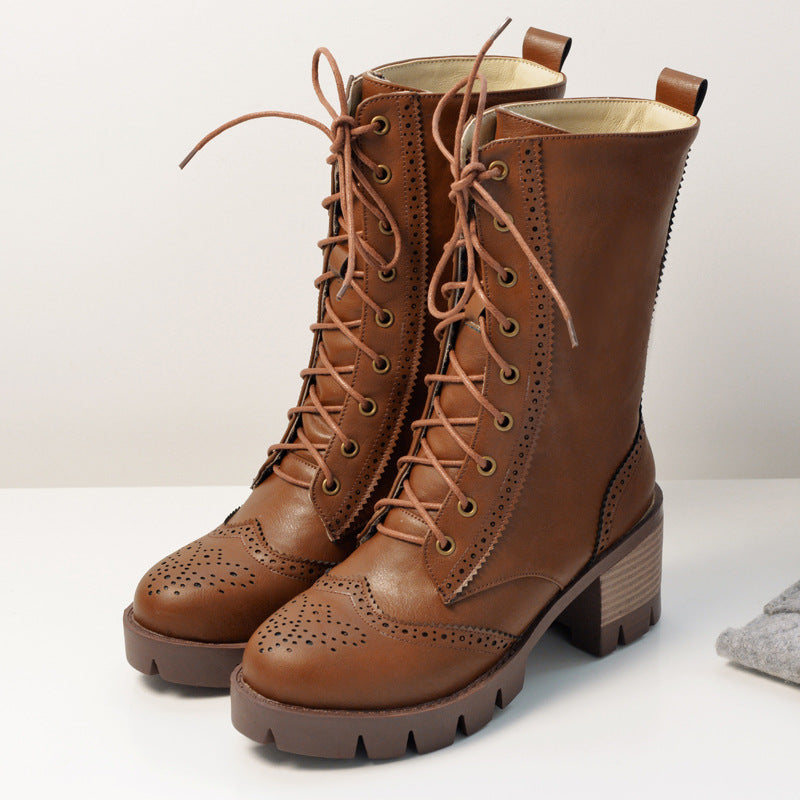 Chunky Heel Boots Strap