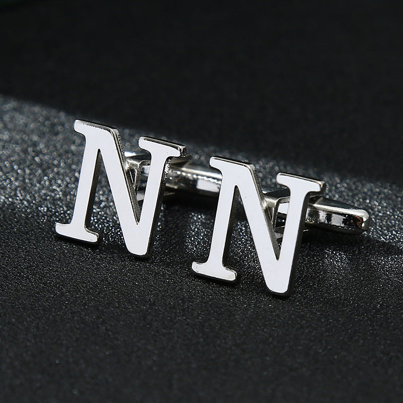 English alphabet cufflinks cuff nails men's French buttons