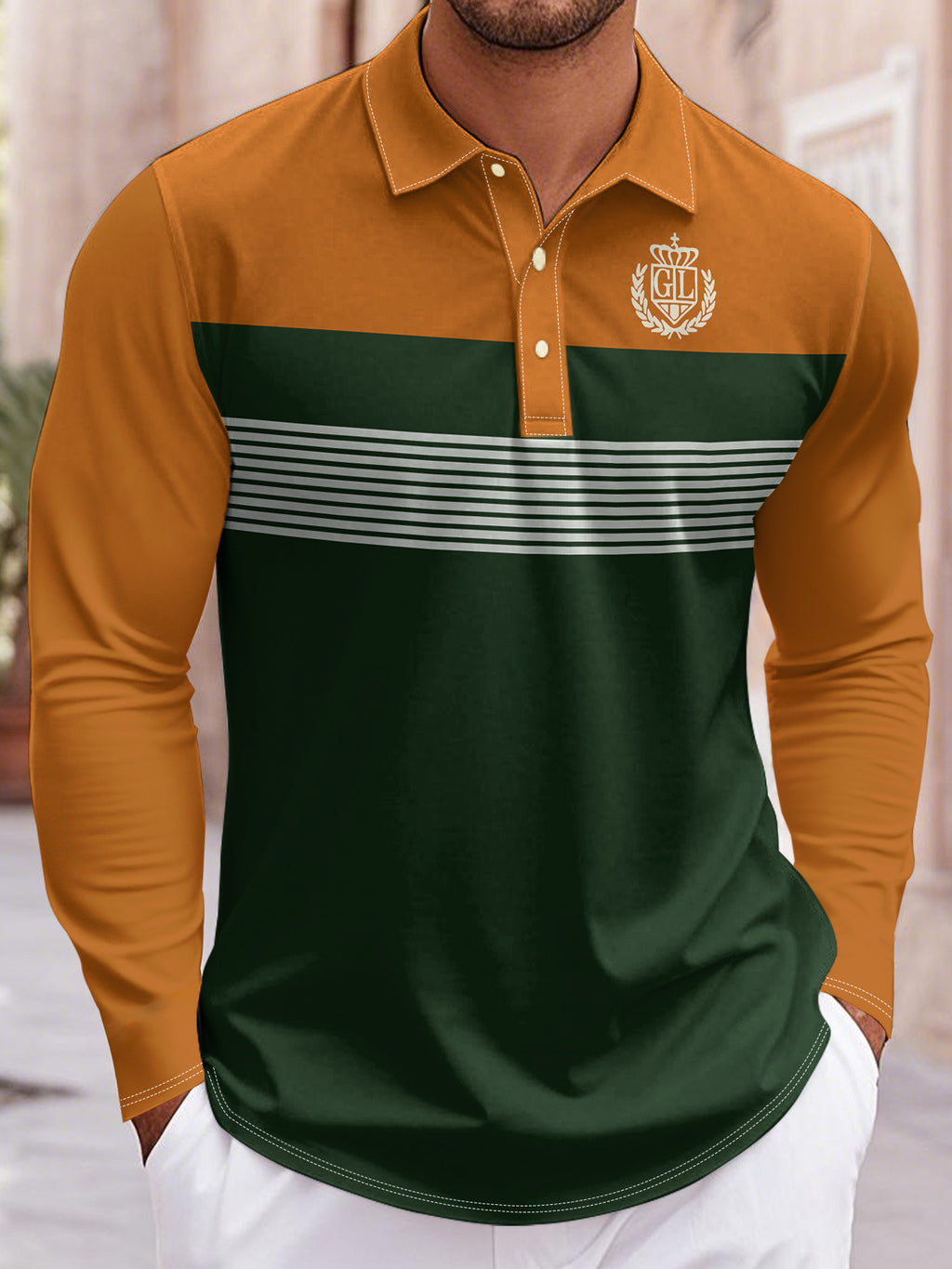 Long Sleeve  Button Polo Shirt