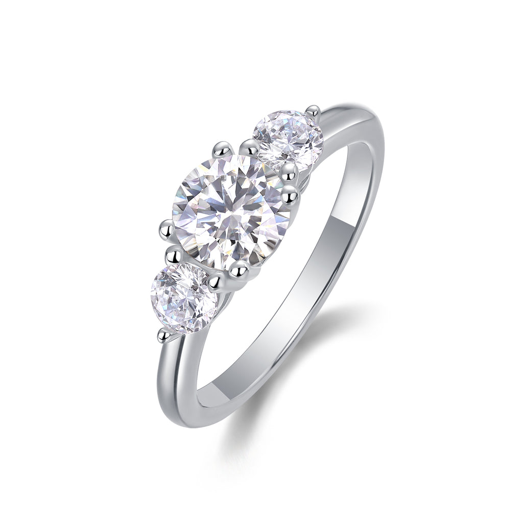 Time Prelude - A Wedding Ring Set With 1-carat And 2-carat Top-quality Moissanite S925 Silver And Platinum-plated Diamond Can Be Inspected With A Diamond Pen