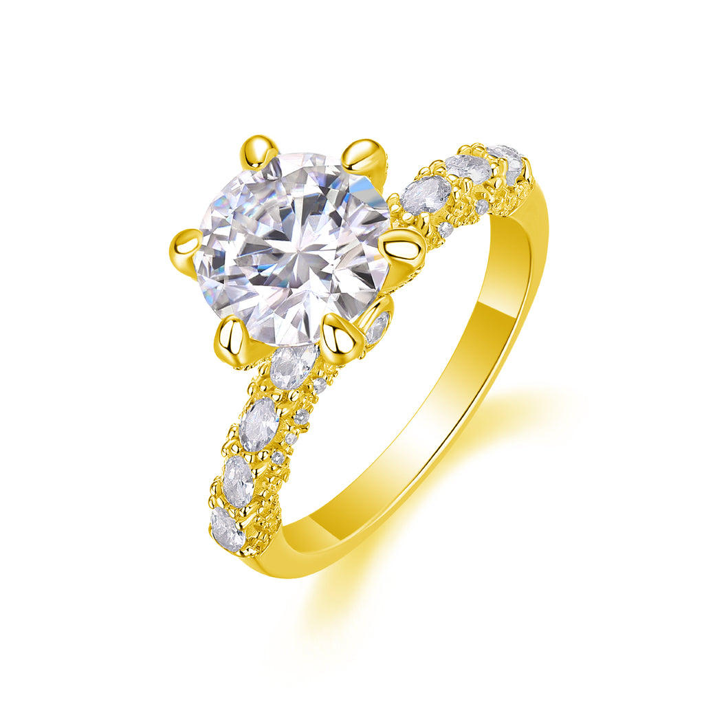 Lady Luck - A Wedding Ring Set With 1-carat, 2-carat And 3-carat Top-quality Moissanite S925 Silver And Platinum-plated Diamond. The Ring Can Be Inspected With A Diamond Pen