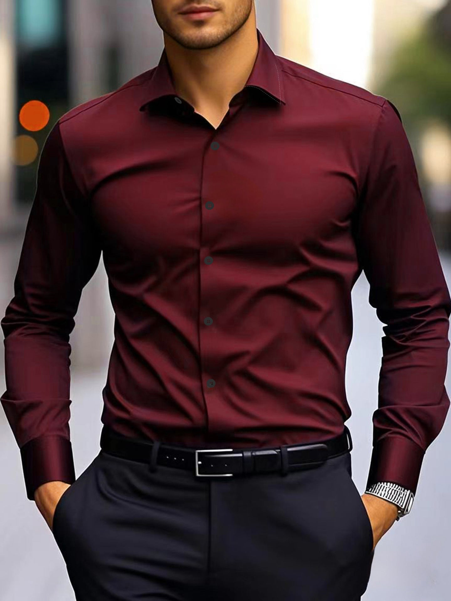 Long-sleeved White Shirt Formal Wear Slim Fit Business Workwear