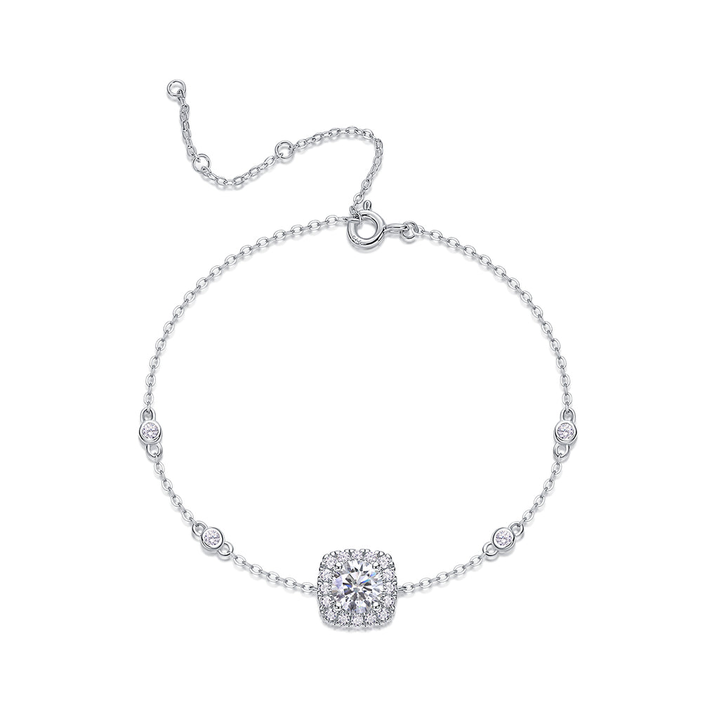 Long-lasting Love - Luxurious And Fashionable Light Luxury Jewelry Silver Bracelet And Bracelet Set With Top-quality Moissanite, S925 Silver-plated Platinum