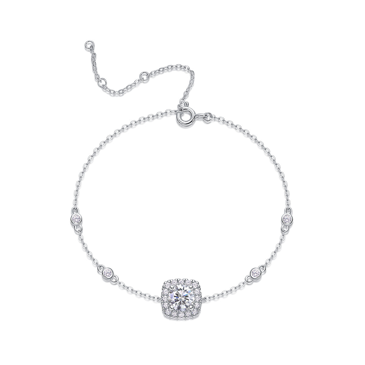Long-lasting Love - Luxurious And Fashionable Light Luxury Jewelry Silver Bracelet And Bracelet Set With Top-quality Moissanite, S925 Silver-plated Platinum
