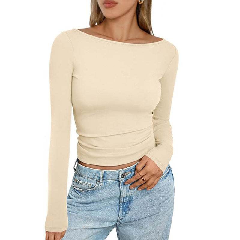 Slim Long-sleeved T-shirt Round Neck Top