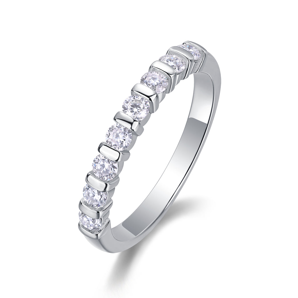 Yearning Resonance - A Wedding Ring Set With Top-quality Moissanite S925 Silver And Platinum-plated Diamond. The Ring Can Be Tested With A Diamond Pen In Gold And Rose Gold