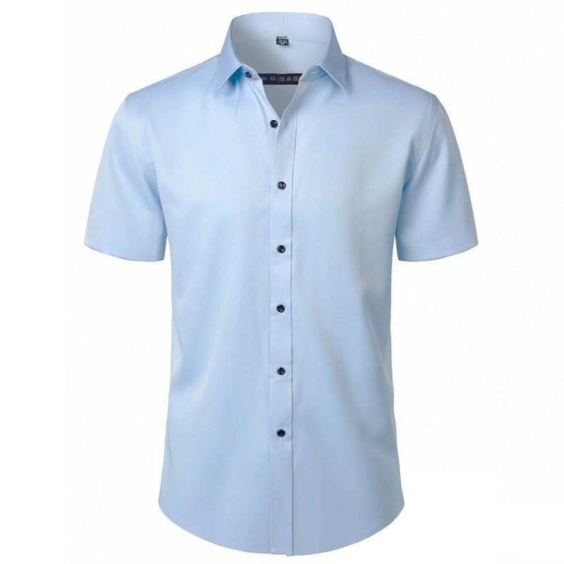 Solid-color Stretchy Cardigan Wrinkle-resistant Long-sleeve Shirt