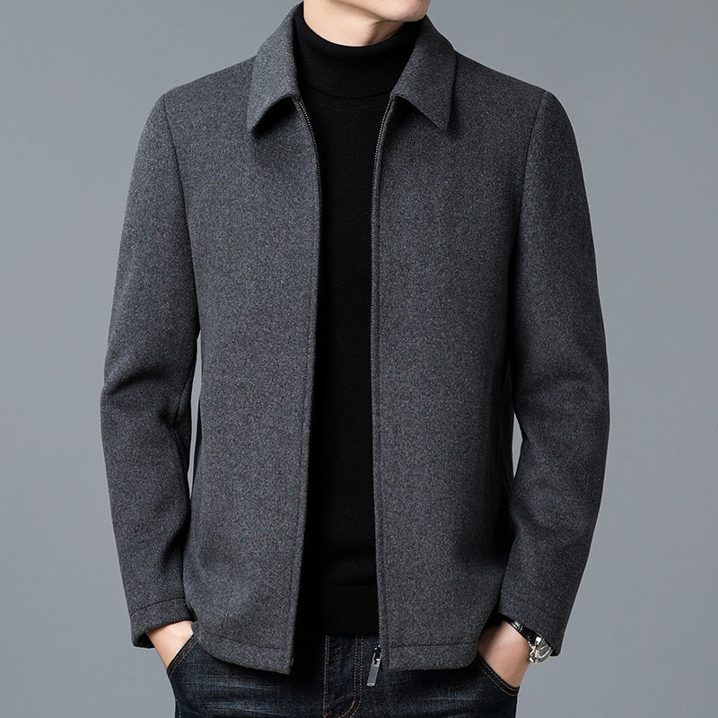 Casual Polo Collar Woolen Jacket