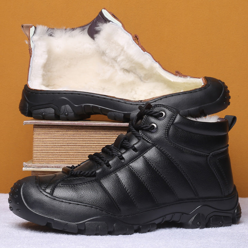 Men's  Mountaineering Plush Leather Shoes