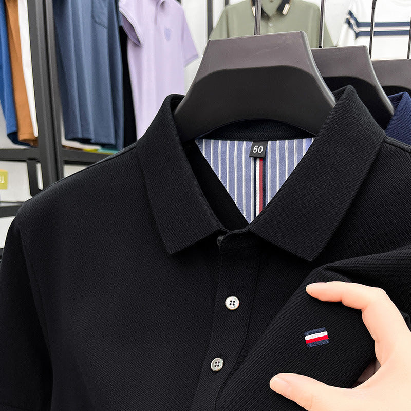 Summer Short-sleeved Embroidered Men's Polo Shirt Imitation Cotton Business Casual Lapels