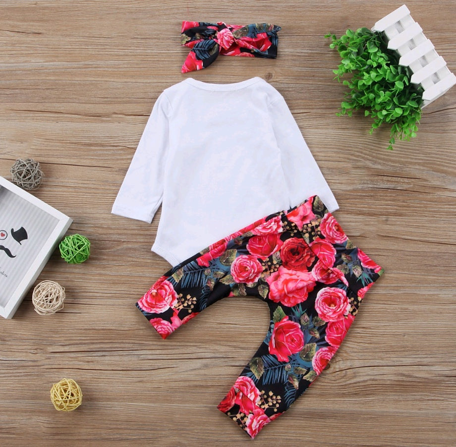 Baby Cotton Long-sleeved Color Hair Band Three-piece Suit