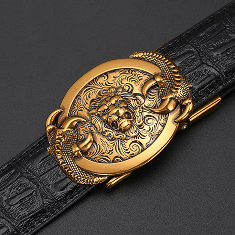 Men's automatic buckle leather belt