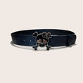 Personalized Skull And Rose Embossed PU Leather Belt