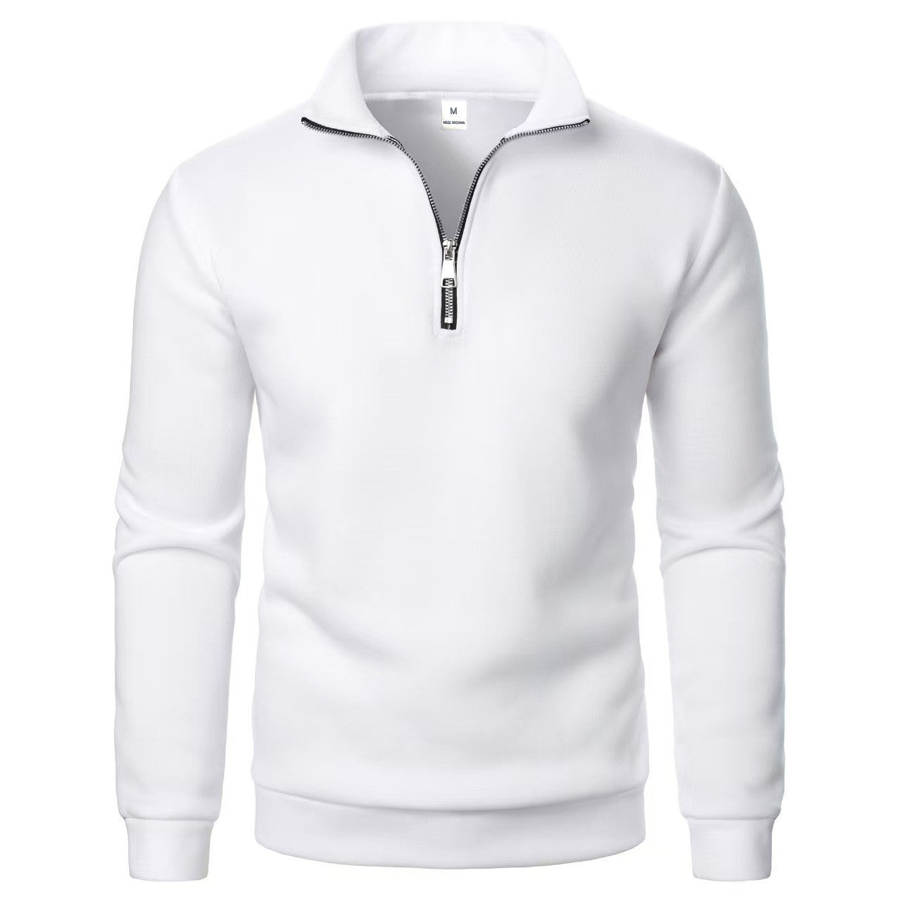 Stand Collar Half Zip Casual Solid Color Long Sleeve