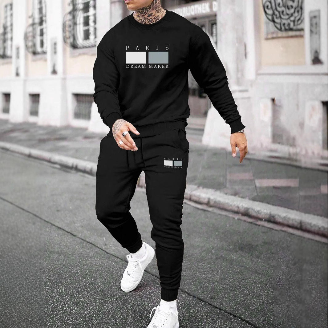Round Neck Sweater Casual Sports Suit
