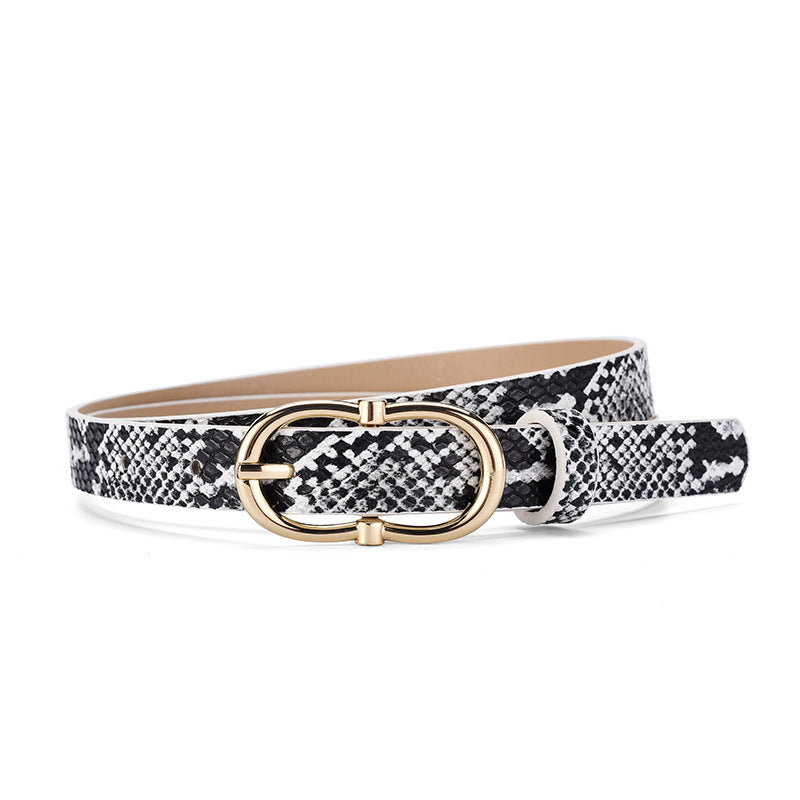 Versatile Snake Print Leather Belt