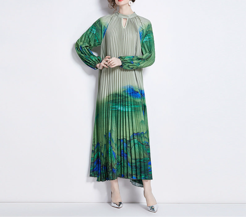 Pleated Tassel Belt Dress