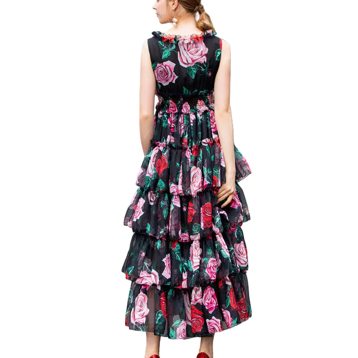 Rose print princess dress
