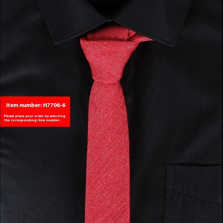 Solid Color Korean Style Narrow Cotton Men's 6cm Formal Wear Business Casual Wedding Tie
