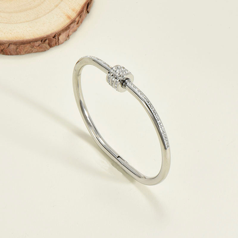 Titanium Steel Bracelet Korean Style Real Gold Plated 18K Gold Diamond Geometric Simple Stainless Steel