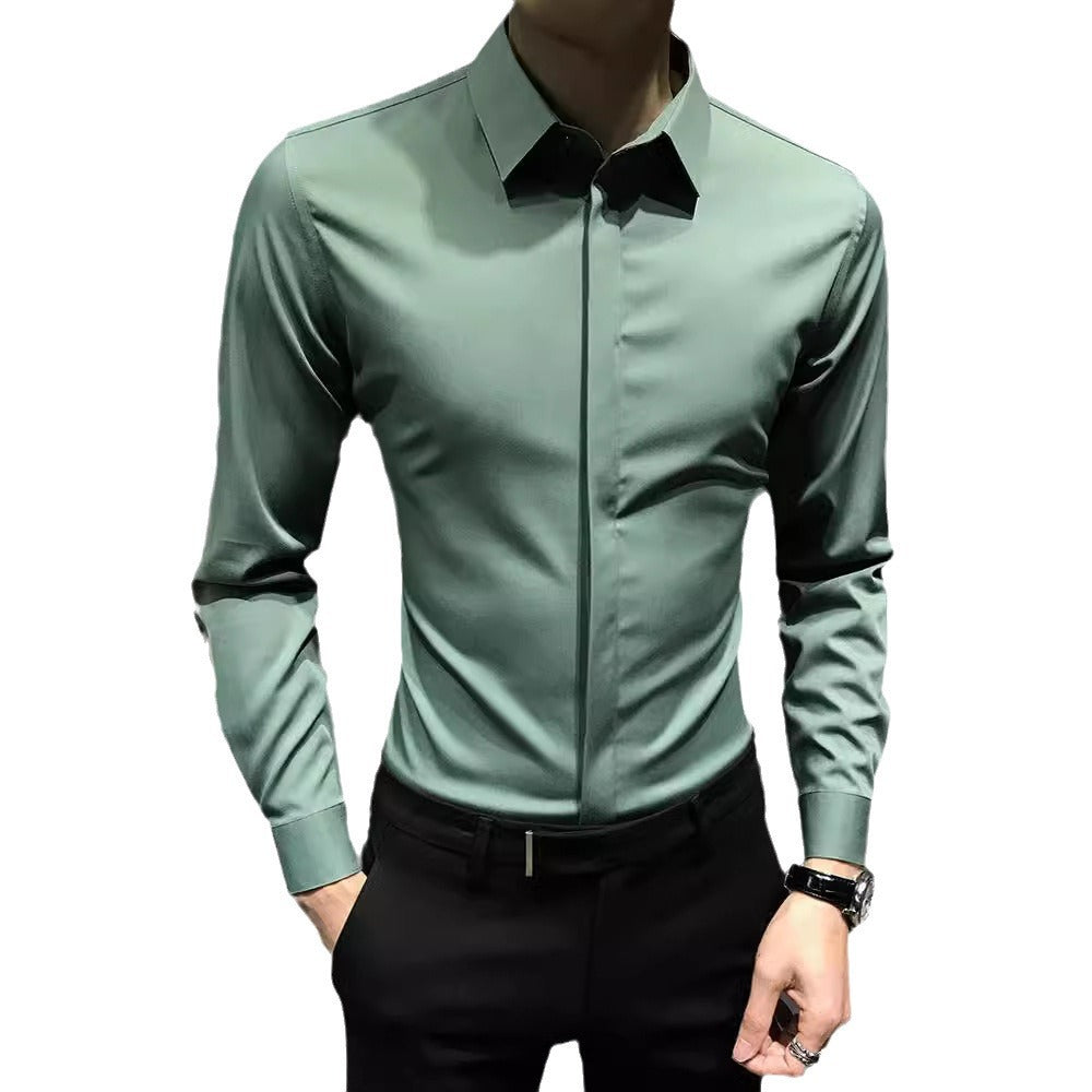 New Men's Fashion Shirt Long Sleeve Korean Version Business