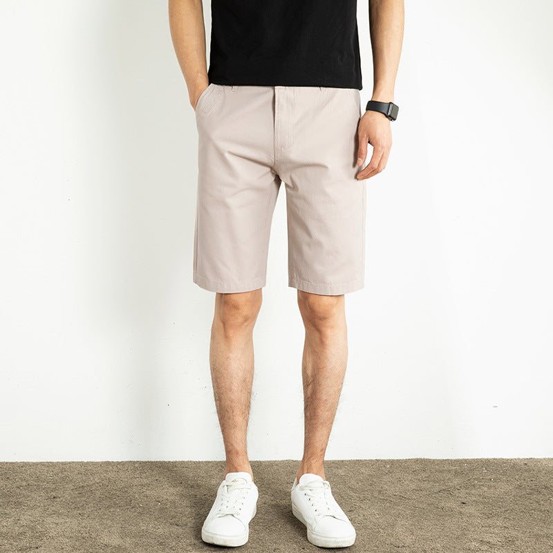 White Shorts Men's Loose-fitting Cotton 5-point Pants