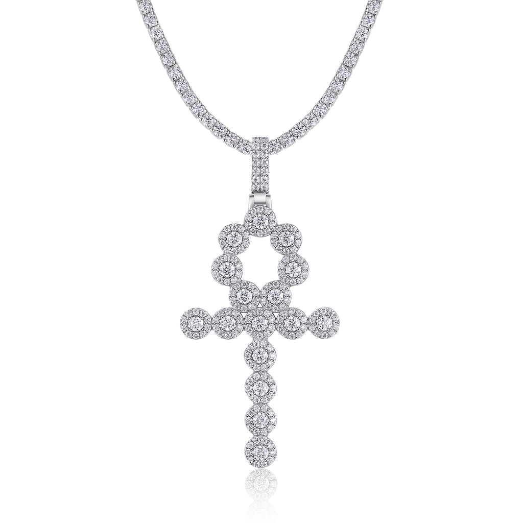 The Key To Holy Radiance - A Fashionable And Trendy Necklace Pendant Set With Top-quality Moissanite S925 In Silver And Platinum-plated. It Can Be Tested With A Diamond Pen