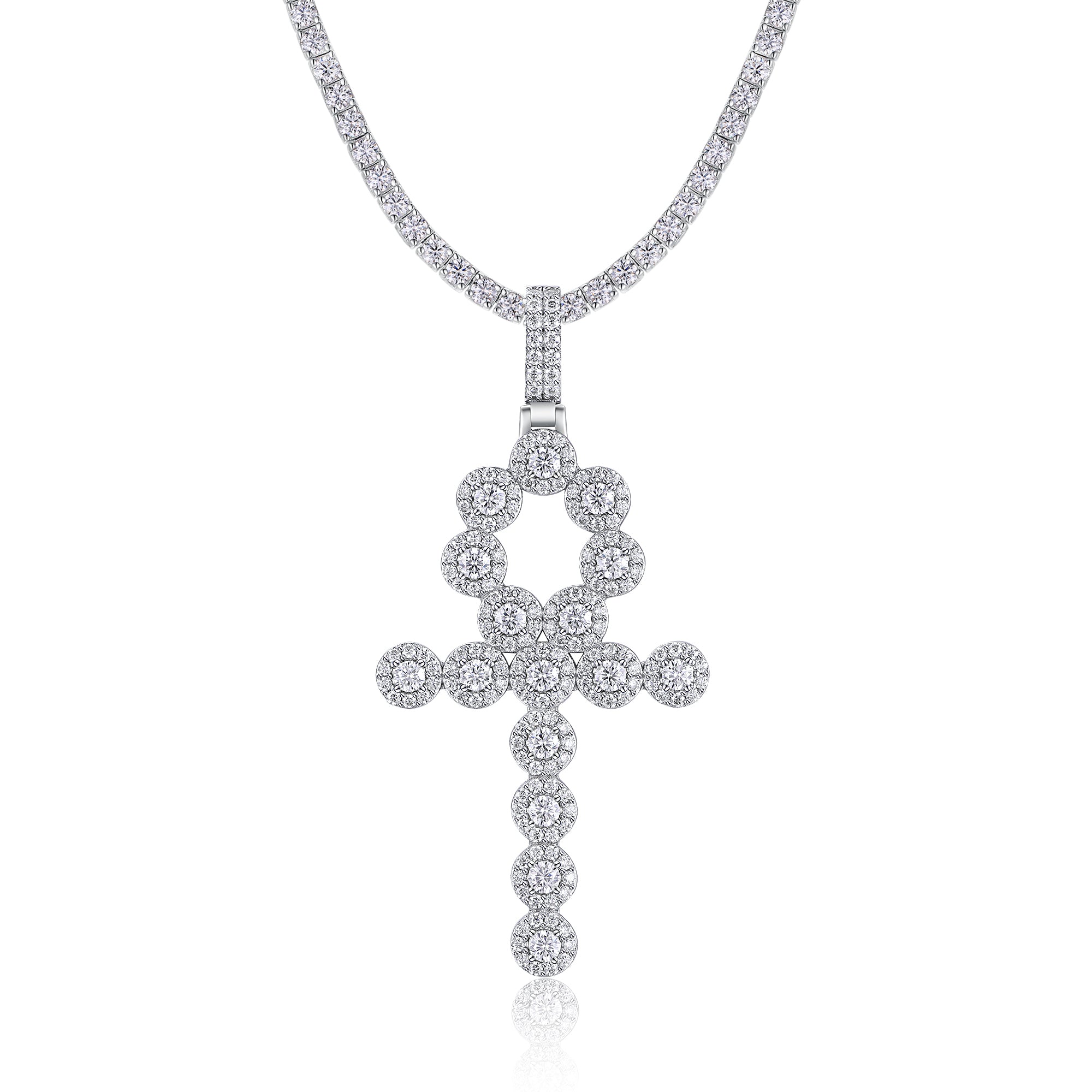 The Key To Holy Radiance - A Fashionable And Trendy Necklace Pendant Set With Top-quality Moissanite S925 In Silver And Platinum-plated. It Can Be Tested With A Diamond Pen