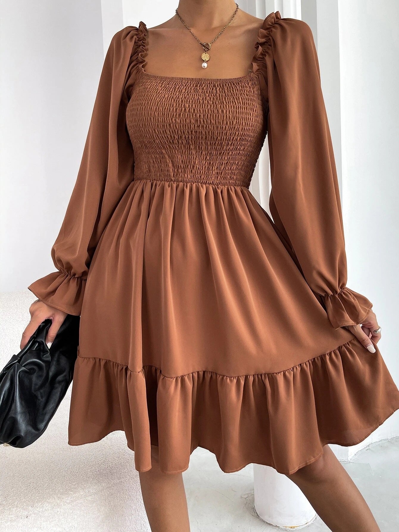 Flared Long Sleeve Dress