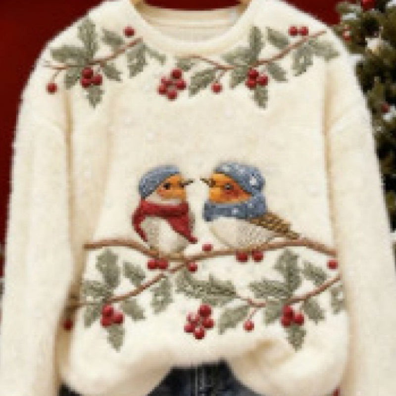 New Retro 3D Digital-Print Crew-Neck Womens Sweatshirt