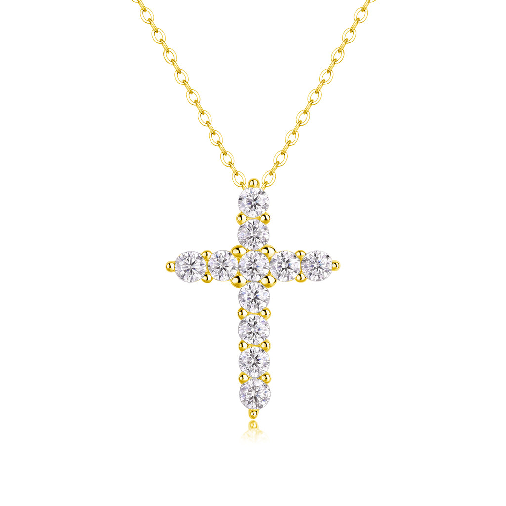 Faith - A Fashionable And Trendy Necklace Pendant Set With Top-quality Moissanite S925 Silver And Platinum-plated Gold Can Be Tested With A Diamond Pen In Gold Rose Gold