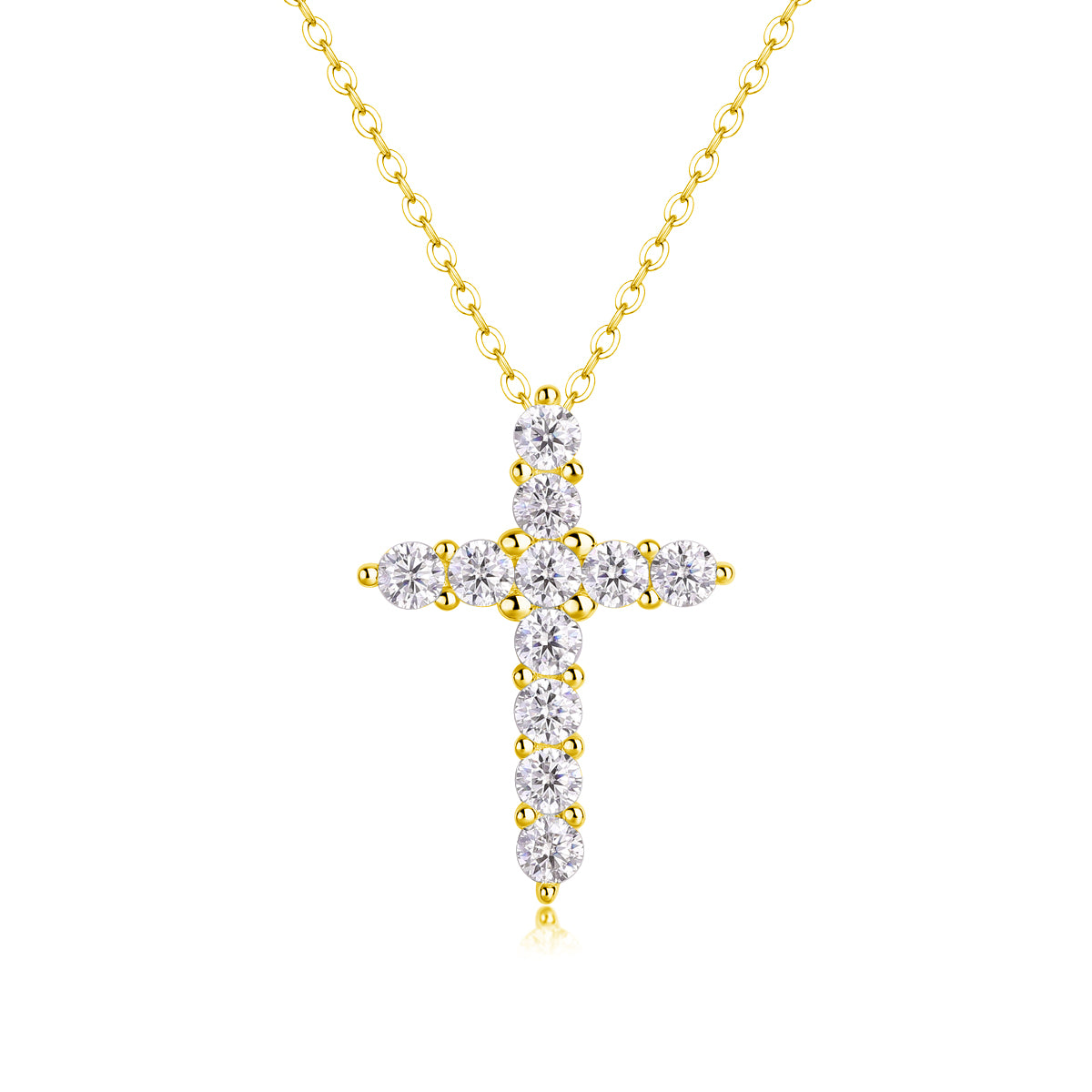 Faith - A Fashionable And Trendy Necklace Pendant Set With Top-quality Moissanite S925 Silver And Platinum-plated Gold Can Be Tested With A Diamond Pen In Gold Rose Gold