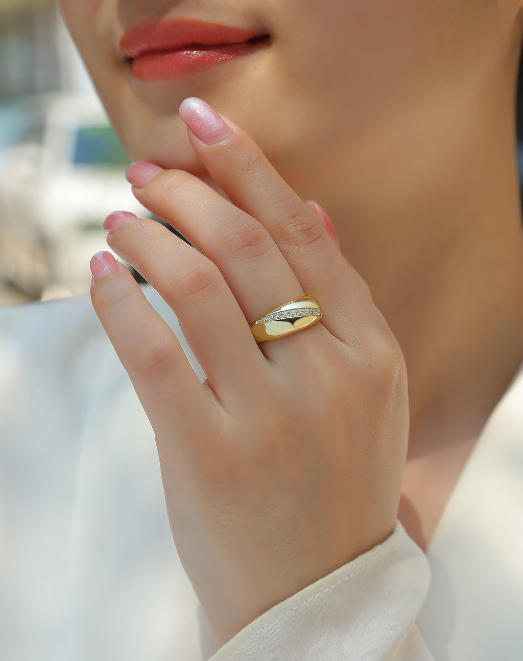 Elegant And Simple - A Luxurious And Fashionable Light Luxury Jewelry Silver Ring Set With Top-quality Moissanite, S925 Silver Plated With Platinum