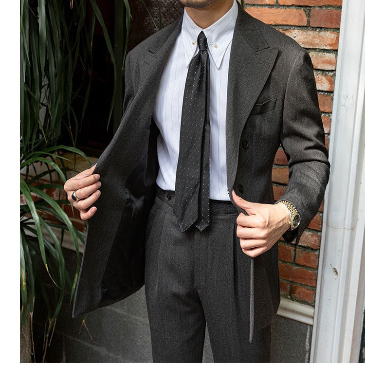 Men's Empire Collar Striped Shirt