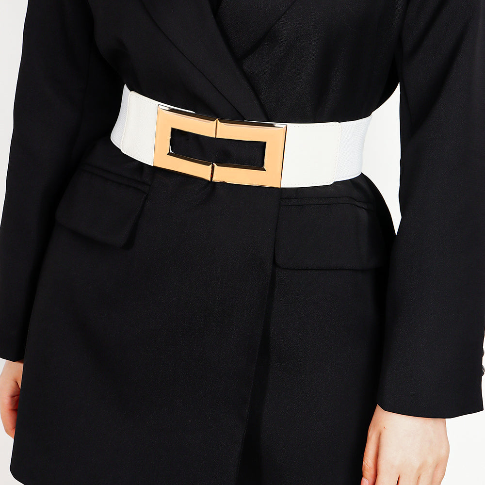 Elastic  Metal Square Buckle Belt