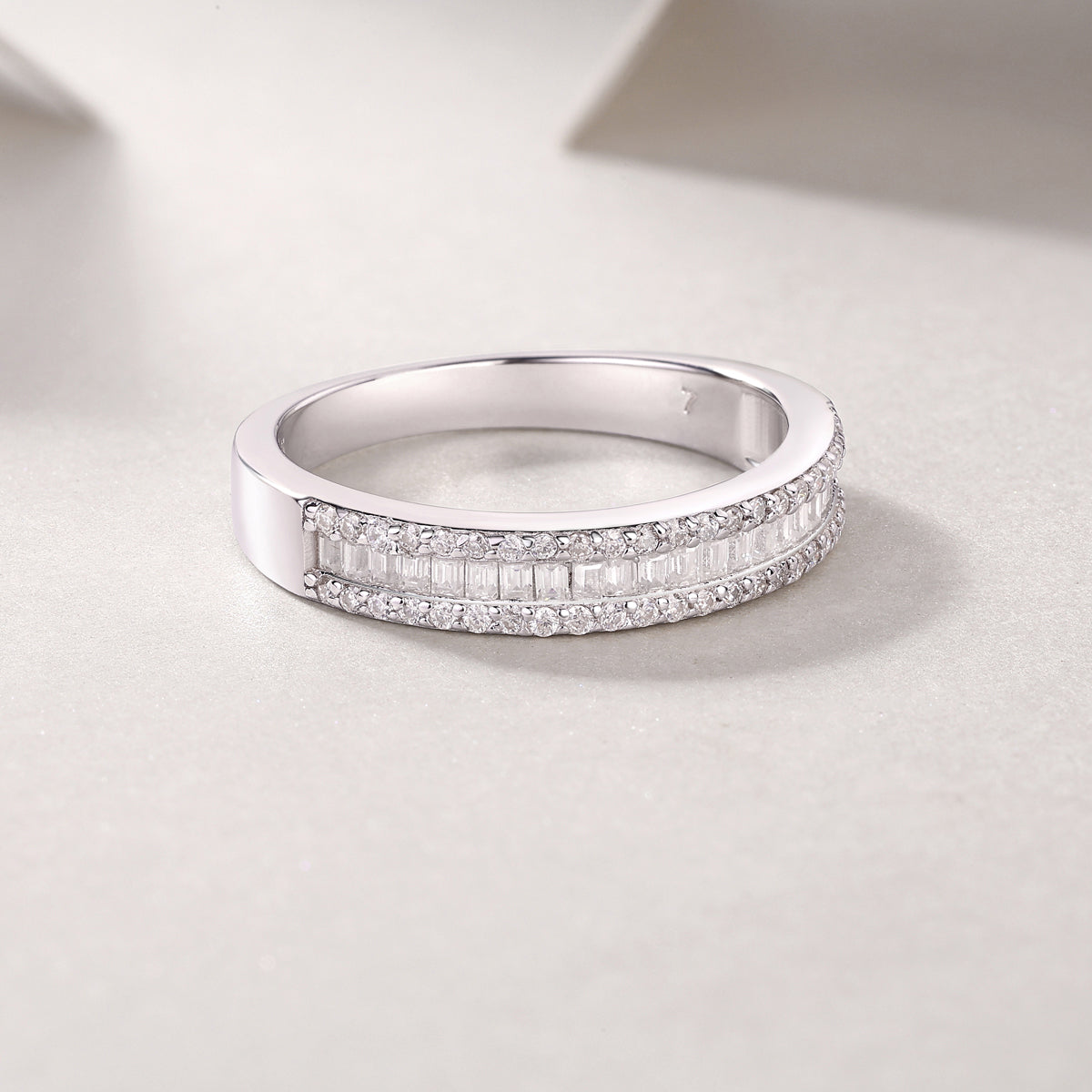 A Beautiful Moment - A Wedding Ring Set With Top-quality Moissanite S925 Silver And Platinum-plated Diamond Can Be Tested With A Diamond Pen