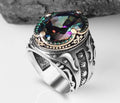 European And American Alloy Zircon Artisan Diamond Men Silver Ring