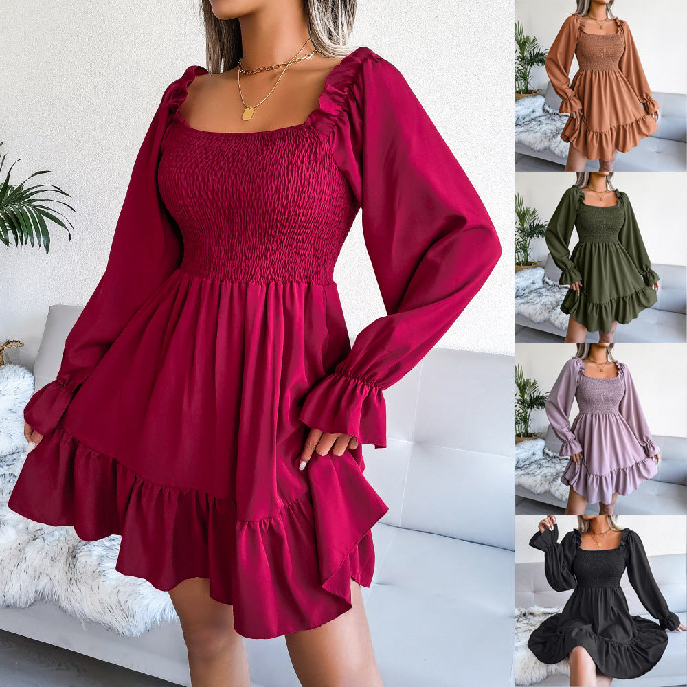 Flared Long Sleeve Dress