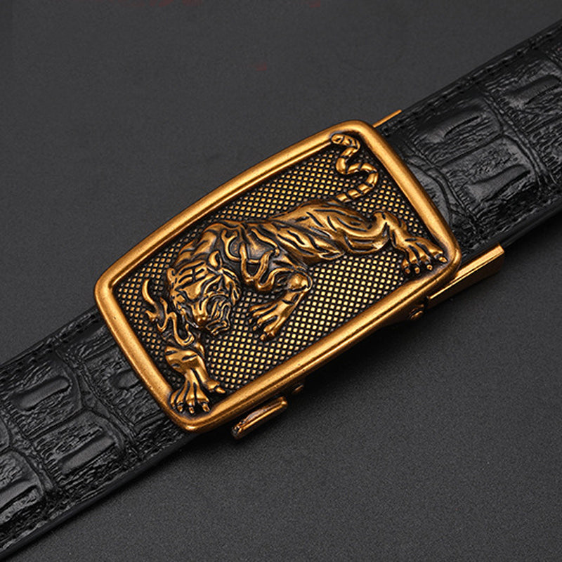 Men's automatic buckle leather belt