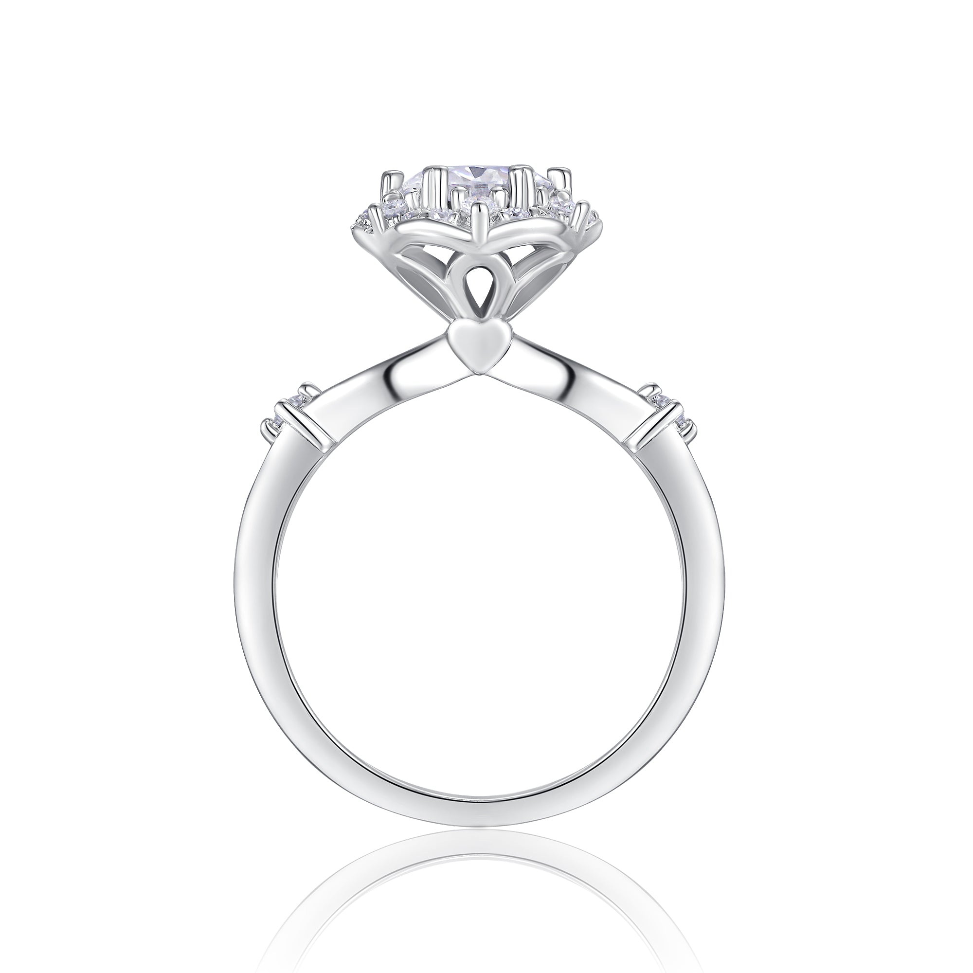 1-carat Luxury And Fashionable Light Luxury Jewelry Silver Ring Set With Top-quality Moissanite, S925 Silver Plated Platinum