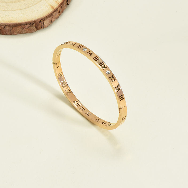 Titanium Steel Bracelet Korean Style Real Gold Plated 18K Gold Diamond Geometric Simple Stainless Steel