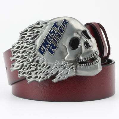Ghost Head Series Big Strap Casual Taro Decorative Belt Leather