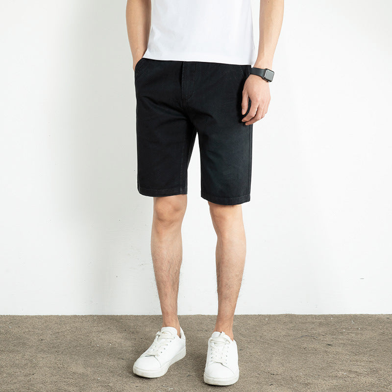 White Shorts Men's Loose-fitting Cotton 5-point Pants