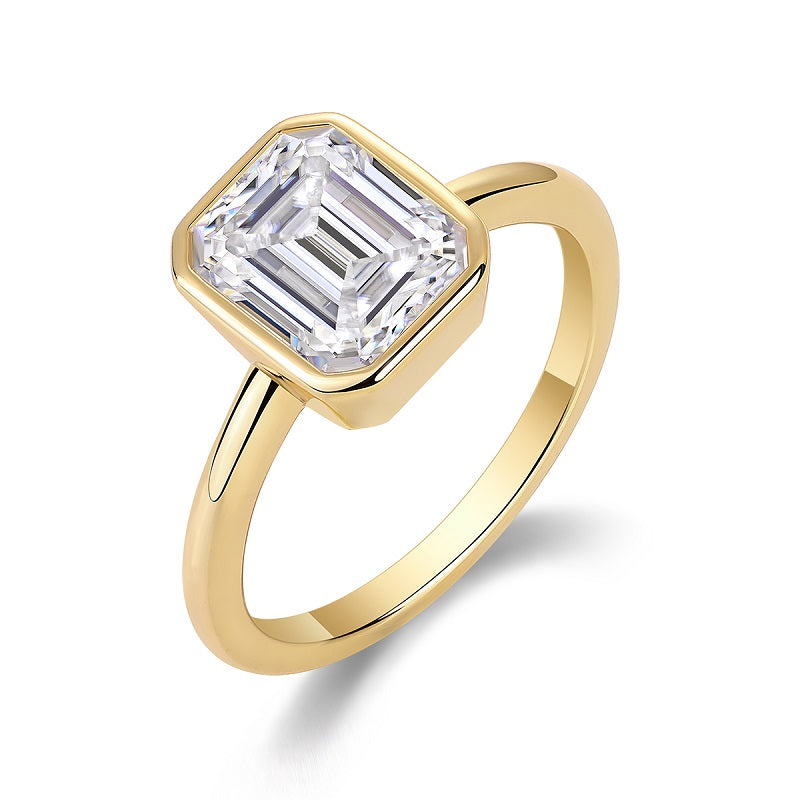 Pagoda Octagonal Moissanite Ring – S925 Silver Gold Plated
