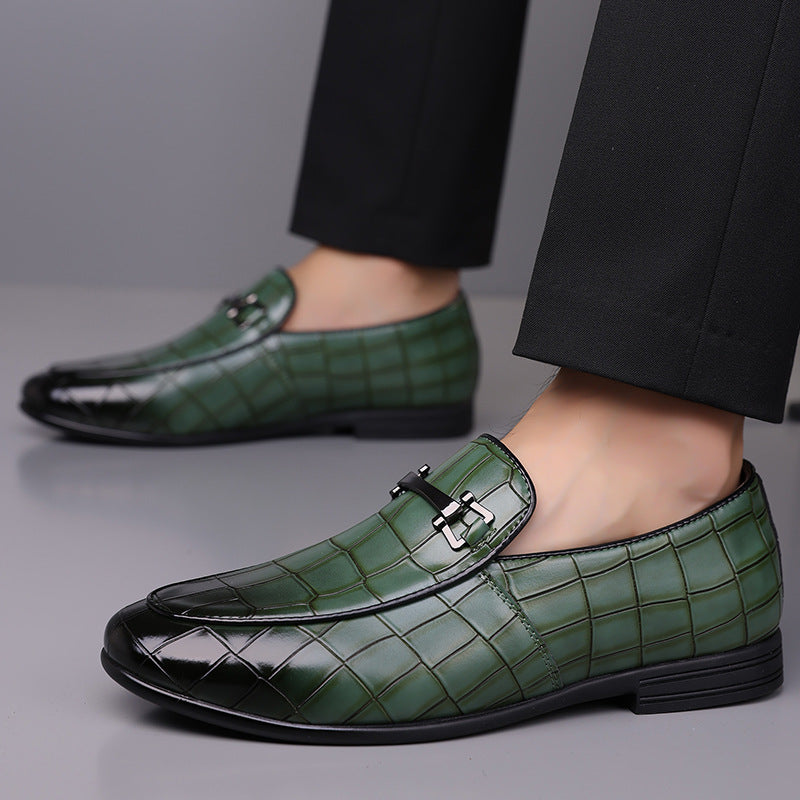 Men's Plaid Rubber Sole Lightweight Leather Shoes